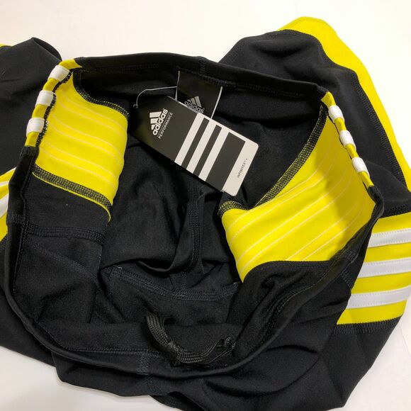 Adidas Solid Splice Infinitex + Swim Jammer Yellow 3 Stripes Mens 38 - Picture 8 of 9